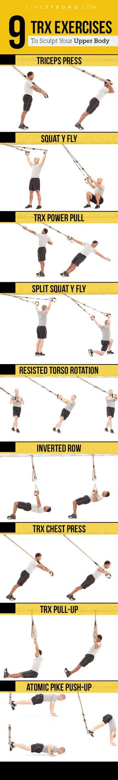 an image of a woman doing exercises on her legs and arms with the words trx exercises