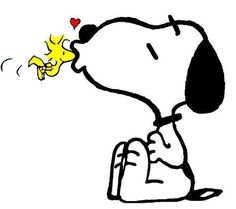 a drawing of a snoopy dog with a heart on his nose and stars in its mouth