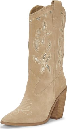 PRICES MAY VARY. Boots Stacked Heel Nylon Zipper Color Boots, Stacked Heel Boots, Champagne Color, Heel Boots, Mid Calf Boots, Stacked Heel, Vince Camuto, Mid Calf, Special Features