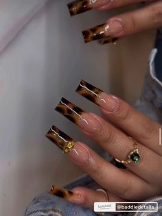 Nail Sets Summer, Tigers Eye Nails Design, Big Latto Nails, Earthy Girl Nails Acrylic, Perfect Fall Nails, Tortishell Nails Design Square, Expensive Nails Design, Brown Nail Inspiration, Earth Tone Acrylic Nails