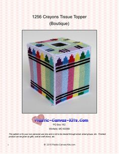 the crochet tissue topper has been made with different colors and patterns on it