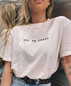 Not So Basic T Shirt Easy 30 day return policy Minimalist Tshirt Design, Minimalist Tshirt, Minimalist Shirts, Trendy Shirt Designs, Shirt Design Inspiration, Shirt Print Design, Aesthetic Shirts, Over Size, Statement Tees