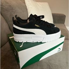 These Black Puma Mayze Are Brand New, Unworn And In Original Box Size 10 For True To Size Black Puma, Puma Shoes, Womens Shoes Sneakers, Original Box, Shoes Sneakers, Size 10, Women Shoes, Brand New, The Originals