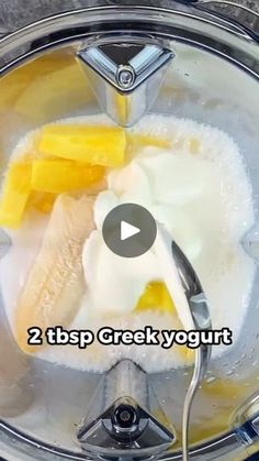 a blender filled with ingredients to make greek yogurt