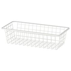 a white wire basket on a white background