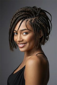 Discover the beauty of short braided hairstyles for black women that effortlessly blend style and simplicity. This chic bob braid features intricate plaits cascading at just the right length, perfect for showcasing your personality and flair. Whether you're heading to a casual brunch or a night out, these braids are versatile and eye-catching. Elevate your hair game with this trendy look and embrace the elegance of short braids! Short Box Braids For Black Women, Short Braid Bob, Short Braid Styles For Black Women, Braids For Black Women Short, Passion Twists Hairstyle, Short Braided Hairstyles, Short Box Braids Bob, Chocolate Butterfly, Short Bob Braids