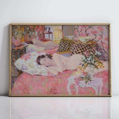 Pink Afternoon Printable Wall Art Hugo Grenville, Artwork Over Bed, Bed Artwork, Pink And Green Art, Bed Painting, Painting Above Bed, Art Prints Aesthetic, Serenity Art, Nude Wall Art