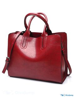 OrcaJump - Womens Soft Leather Tote Bags, Top Handle Crossbody Shoulder Bags & Handbags Burgundy Large Capacity Bag For Shopping, Burgundy Handheld Shoulder Bag With Large Capacity, Large Capacity Burgundy Satchel, Burgundy Casual Bag With Double Handle, Burgundy Shoulder Bag With Large Capacity And Double Handle, Casual Burgundy Rectangular Shoulder Bag, Burgundy Handheld Bag With Large Capacity, Burgundy Shopping Bags, Large Capacity Burgundy Satchel For Shopping