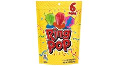 a bag of ring pop candy on a white background