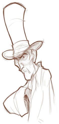 a drawing of a man wearing a top hat