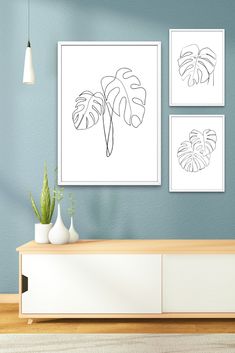 Minimalist Botanical Monstera Plants Digital Art Prints. Enjoy the benefits of instant gratification and customization by downloading and printing these prints yourself. Made with high-quality digital technology, these prints are designed to last and provide long-lasting beauty. Monstera plants provides a calming and tranquil atmosphere, creating a visual escape from the stresses of daily life. Transform your home into a serene oasis today! Plants Digital Art, Monstera Plants, Instant Gratification, Prints Set Of 3, Monstera Plant, Plant Print