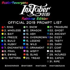 the official rainbow project list for inktober