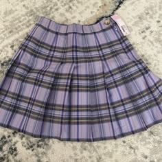 Never Worn! Purple Plead Skirt With Elastic Back So Cute But Too Small On Me! Plaid Purple Skirt, Outfits For Sweet 16, Purple Miniskirt, Purple Shorts Outfit, Bd Outfits, Purple Skirt Outfit, Guts Outfit, Olivia Rodrigo Outfit, Olivia Rodrigo Tour