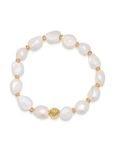 pearl polished bracelet from Nialaya Jewelry featuring ivory white, gold-tone, freshwater pearl, slip-on style and polished finish. Nialaya Jewelry is pleased to offer free repairs on purchases for one year from purchase date.. White Baroque Pearl Bracelets For Formal Occasions, Formal White Baroque Pearl Bracelets, Luxury Baroque Pearl Bracelet In Pearl White, Luxury White Baroque Pearl Bracelets, Elegant Adjustable Mother Of Pearl Beaded Bracelets, Classic Baroque Pearl Bracelets With Oyster Clasp, Classic Baroque Pearl Bracelets With Oyster Detail, Classic Baroque Pearl Bracelet For Formal Occasions, Classic Baroque Pearl Bracelet With Pearl Drop