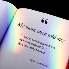 an open book with the words my mom once told me