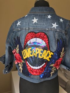 Sequin Jeans, Jean Jacket Patches, Sequin Patch, Patched Jeans, Evil Eye Bracelet, Hand Decorated, Jean Jacket, Happy Shopping, Black And Brown