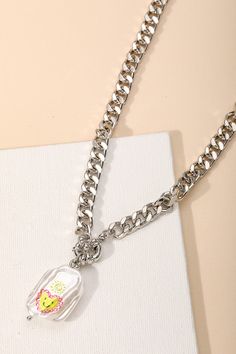 🖤 Spread love and joy with our Smiling Heart Print Pearl Pendant Chain Necklace. The heart-shaped pendant features a playful pearl print and hangs from a delicate chain. Perfect for adding a touch of whimsy to any outfit. Love at first sight! 🖤 Item Feature: chain necklace, printed heart smile pearl pendant, cute, girly, sweet, must have, love. Delicate Chain, Love At First, Spread Love, Love At First Sight, Heart Print, Wholesale Clothing, Pearl Pendant, Gold And Silver, Silver Necklaces