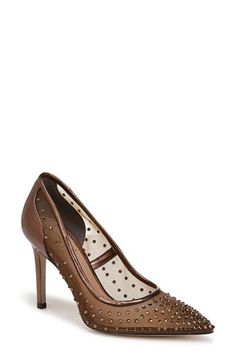 An embellished mesh upper brings modern elegance to a soirée-ready pump framed by a pointy toe and tapered heel. 3 3/4" heel Synthetic and textile upper and lining/rubber sole Imported Trending Heels, Winter Outfits Aesthetic, Mesh Heels, Shoe Wishlist, Winter Shoes For Women, Shoe Inspo, Classic Pumps, Winter Trends, Women's Heels