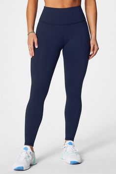 Define PowerHold® High-Waisted Legging Fabletics blue female Activewear >> Womens >> Bottoms >> Leggings >> Full Length PowerHold regular Training 4-Way Stretch/Chafe-Resistant/Hidden Pockets/Moisture-Wicking/UPF Protection Our curve-defining style in PowerHold® Blue Workout Leggings With Contoured Waistband, Blue Leggings With Contoured Waistband For Workout, Blue Stretch Activewear With Comfort Waistband, Blue Activewear With 5-inch Inseam Stretch, Blue Activewear With 5-inch Inseam, Female Activewear, High Waisted Leggings, Active Wear For Women, Upf 50