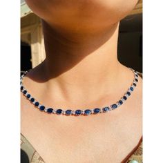 This is part of Chairish’s Fine Jewelry assortment.  Blue Sapphire Necklace in 18K Gold studded with oval cut sapphire pieces and diamonds. Accessorize your look with this elegant blue sapphire beaded necklace. This stunning piece of jewelry instantly elevates a casual look or dressy outfit. Comfortable and easy to wear, it is just as exquisite worn alone or layered with other charms for a modern fashion statement.  PRODUCT DETAILS :-  > Material - 18K Solid White Gold  > Gemstone - Blue sapphir Oval Sapphire Diamond Necklace, Formal Blue Oval Diamond Necklace, Luxury Sapphire Round Necklace, Blue Diamond Necklace For Formal Occasions, Elegant Sapphire Necklace With Hand-set Details, Luxury Sapphire Round Necklaces, Luxury Blue Diamond Necklace For Formal Occasions, Formal Sapphire Necklace Fine Jewelry, Luxury Blue Diamond Cut Necklace