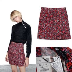 New With Tags, Zara Floral Rose Ruched Mini Skirt In Size Small. Floral Printed Draped Mini Skirt. Draped, Ruched Fabric. Hidden In-Seam Side Zip Closure. 97% Cotton, 3% Elastane. Approx. 28" Waist, 17" Body Length. Ref# 8389 466 Chic Spring Bottoms With Rose Print, Chic Rose Print Bottoms For Spring, Casual Rose Print Summer Skirt, Casual Summer Skirt With Rose Print, Casual Rose Print Skirt For Summer, Chic Floral Print Mini Skirt For Fall, Zara Floral Print Mini Skirt For Spring, Chic Red Mini Skirt With Floral Print, Chic Red Floral Print Mini Skirt