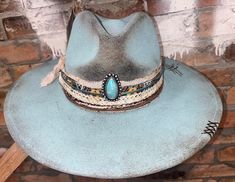 MY BABY BLUE - Etsy Burnt Cowboy Hat, Cowboy Hat Crafts, Boho Chic Hats, Cowboy Hat Design, Custom Cowboy Hats, Hat Bar, Custom Made Hats, Dope Hats, Diy Leather Projects