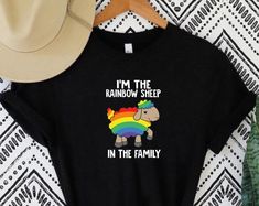 Shipping from the US. Easy 30 day return policy, 100% cotton, Double-needle neck, sleeves and hem; Roomy Unisex Fit. Rainbow Cotton Crew Neck Shirt, Cotton Crew Neck Shirt For Pride, Rainbow Sheep, Lesbian Shirt, Lesbian Shirts, Gay Shirts, Typography Tees, Lgbt T Shirts, Love And Pride