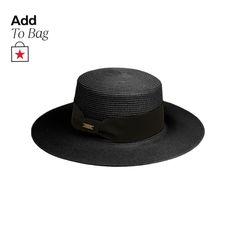 in stock Adjustable Black Top Hat With Wide Brim, Black Panama Hat With Curved Brim, Black Flat Brim Bucket Hat For Vacation, Black Straw Hat With Curved Brim, Black Bucket Hat For Spring Travel, Black Fedora Sun Hat For Kentucky Derby, Classic Black Straw Hat With Curved Brim, Black Short Brim Bucket Hat For Vacation, Black Flat Brim Fedora For Summer