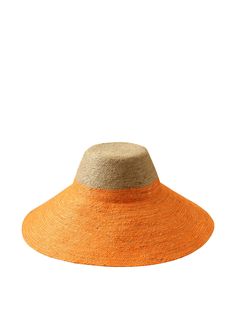 Riri 'Duo' handwoven straw hat is perfect for packing on your next tropical vacation. It's made from the union of nude and tangerine orange jute straw colors that are bold yet versatile. Made by our female artisans in Bali from natural handwoven jute straws, it has a sculpted crown and a brim that shields it from the sun. Dimension: Brim 6 inches approximately. Composition: 100% Natural Jute. Handwoven. Ethically made in Bali. Biodegradable. Made from natural jute straws. Plant-based. Cap Fashion, Tangerine Orange, Spring Makeup, Body Makeup, Tropical Vacation, Natural Jute, Women Artisans, Pumpkin Orange, City Prints