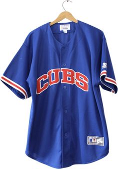 Vintage Chicago Cubs Baseball MLB Starter Jersey LargeCondition: light mark on sleeveTag reads: Starter100% polyesterLarge (vintage can run small, check measurements below)Made in KoreaMeasurements:Length (shoulder to the end of garment): 29"Width (armpit to armpit): 23. 5"Sleeve (armpit to the end of sleeve): 7. 5"**I like to recommend you compare the measurements listed to the measurements of a shirt you like the fit of to see if it will work**All measurements are taken with the garment flat o Chicago Baseball, Atlanta Braves World Series, Funny Commercials, Chicago Cubs Baseball, Cubs Baseball, White Crewneck, Vintage Jerseys, Mlb Baseball, Chicago Cubs