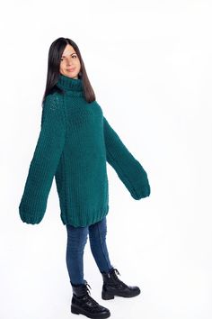 Ready to Ship Size XL Green Knitted Wool Sweater for Couples, Winter Familys Pullover, Thick Oversized Organic Wool Jumpers - Etsy Denmark Wool Sweater, Wool Sweaters, Cardigans For Women, Bulgaria, Sweater Outfits, Denmark, Mother’s Day, Sweaters & Cardigans, Jumper