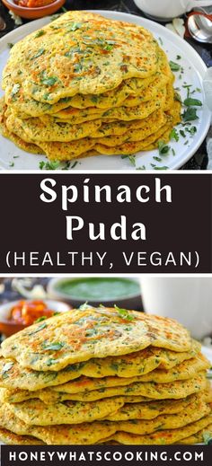 spinach puda is a healthy, vegan breakfast