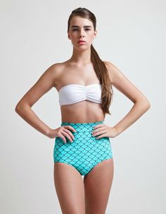 Seafoam Little Mermaid High Waisted Classic Pinup by AliciaZenobia on Etsy Moda Pin Up, Classic Pinup, Mermaid Vintage, Mermaid High, Loft Fashion, Mermaid Top, Seafoam Color, Pinup Style, Skater Style