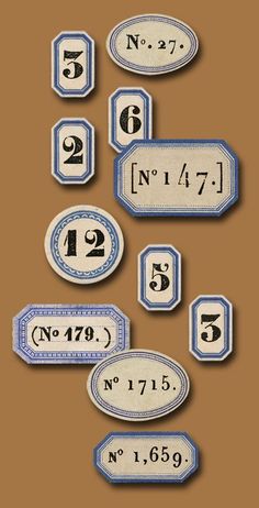 some type of blue and white numbers on a brown background