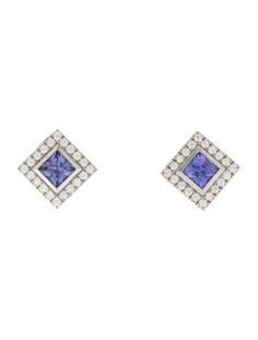 From the Grace Collection950 PlatinumFeaturing 0.58 Carat Square Modified Brilliant TanzaniteIncludes Designer Box Tiffany & Co Diamond Studs, Tanzanite Diamond, Belt Shop, The Grace, Saint Laurent Bag, Work Bags, Accessories Jacket, Tiffany & Co., Vintage Tags