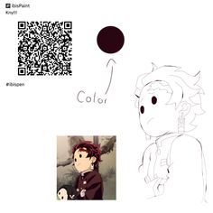 an anime character with a qr code next to the image of a person holding a cat