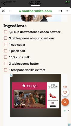 an iphone screen showing the menu for macy's