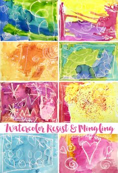 watercolor resist and mingling art project for kids