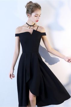 Tea Length Black Formal Party Dress Off Shoulder - $67.15 #BLS86030 - SheProm.com Black V-neck Banquet Dress, Black Off-shoulder Party Dress, Black Midi Evening Dress For Banquet, Sleeveless Black Midi Dress For Banquet, Black Sleeveless Midi Dress For Banquet, Black Off-shoulder Cocktail Dress, Black Sleeveless Mini Dress For Banquet, Black V-neck Dress For Banquet, Black V-neck Dress For Banquets