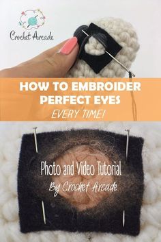 a crochet photo frame with the text how to embroider perfect eyes every time