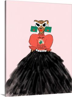 a drawing of a giraffe wearing a red shirt and black tulle skirt