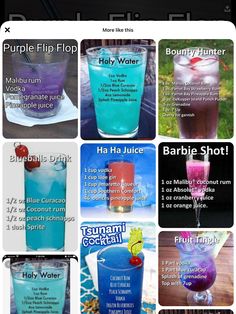 the different types of drinks are shown in this screenshote screen shot, which shows their names and colors