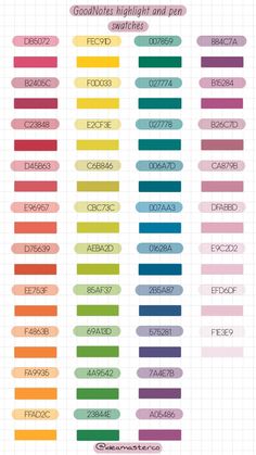 the color chart for different types of paint