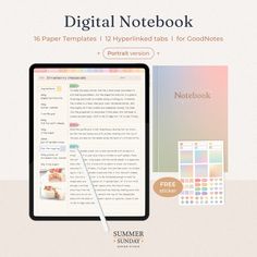 the digital notebook is open and ready to be used by someone who likes to use it