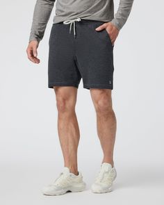 Get cozy in your Ponto Shorts, made with our signature DreamKnit™ fabric. Lightweight and smooth like butter, these shorts have a soft, stretchy material and our classic elastic waistband for an understated but overly comfortable everyday short. | Vuori Ponto Shorts | Charcoal Heather | XS Vuori makes premium performance apparel inspired by the active Coastal California lifestyle; an integration of fitness, surf, sport, and art. Breaking down the boundaries of traditional activewear, we are a ne Casual Shorts With Elastic Comfort Stretch Waistband, Casual Shorts With Comfort Stretch And Elastic Waistband, Casual Comfort Stretch Shorts With Elastic Waistband, Cotton Activewear With Elastic Waistband, Short Length, Gray Short Activewear For Loungewear, Comfortable Cotton Activewear With Built-in Shorts, Comfortable Cotton Athletic Shorts With Moisture-wicking, Gray Relaxed Fit Shorts For Loungewear, Gray Relaxed Fit Athleisure Shorts