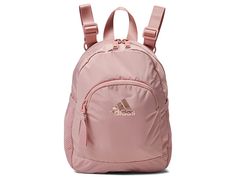 adidas Linear 3 Mini Backpack - Backpack Bags : Wonder Mauve Pink : Pack your essentials organized in the adidas Linear 3 Mini Backpack as you head out. Recycled polyester construction. Zipper closure. Adjustable shoulder straps. Top handle loop Pockets: One internal zipper pocketl One slid pocket. adidas logo at the front. Imported. Measurements: Bottom Width: 4 in Middle Width: 9 in Top Width: 3 1 2 in Depth: 9 in Height: 11 in Strap Length: 33 in Handle Length: 7 in Weight: 7 oz Cheap Pink Student Backpack, Cheap Versatile Pink Backpack, Versatile Cheap Pink Backpack, Cheap Pink Backpack Travel Bag, Pink School Bag, Pink School Bags, Pink Gym, Gym Backpack, Backpack Free