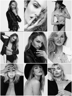 black and white photos of women in different poses