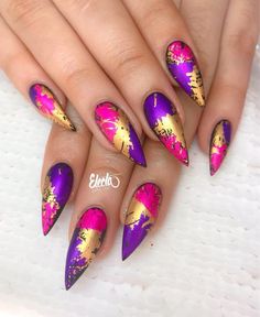 Foil Nail Designs, Colorful Nails, Pretty Nail Art Designs, Glam Nails, Foil Nails, Unique Nails, Coffin Nails Designs, Fancy Nails, Chic Nails