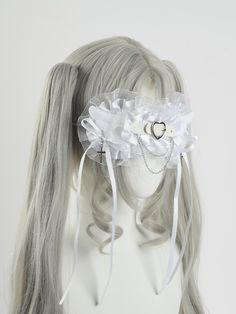 The price is for a blindfold only, others are not included. Adjustable White Harajuku Style Headband, White Harajuku Headband For Party, White Harajuku Style Party Headband, Blonde Hair Korean, Lace Blindfold, Male Steampunk, Angel Accessories, Hair Korean, Steampunk Fashion Female