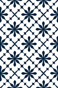 a blue and white flower pattern on a white background with black circles in the center